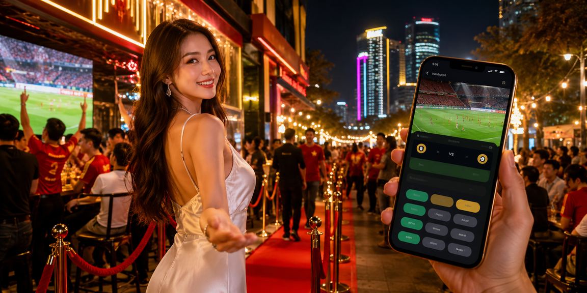 Khán giả tại chợ đêm TP. Hồ Chí Minh theo dõi kết quả thể thao trên màn hình lớn